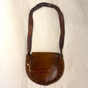 Vintage Hand-painted Leather Satchel Purse